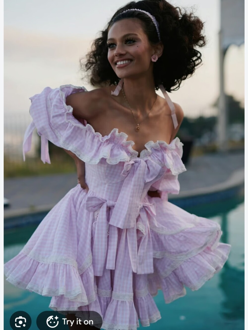 Selkie Gingham Pink Mini Carriage Dress (XS)